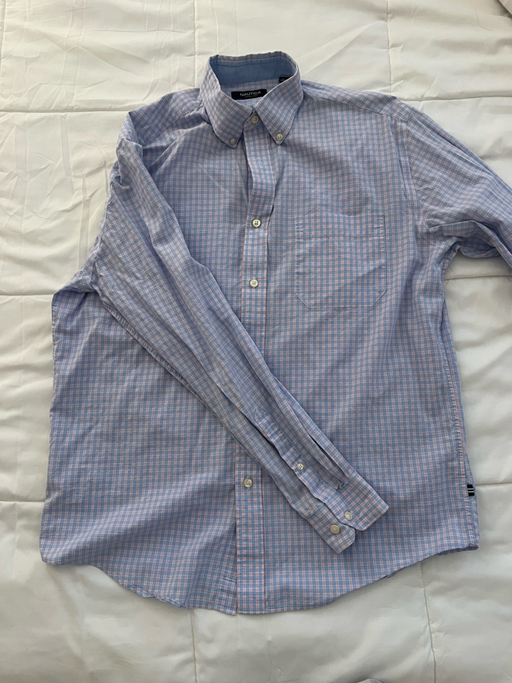 Nautica Blue and Pink Check Button-Down Shirt